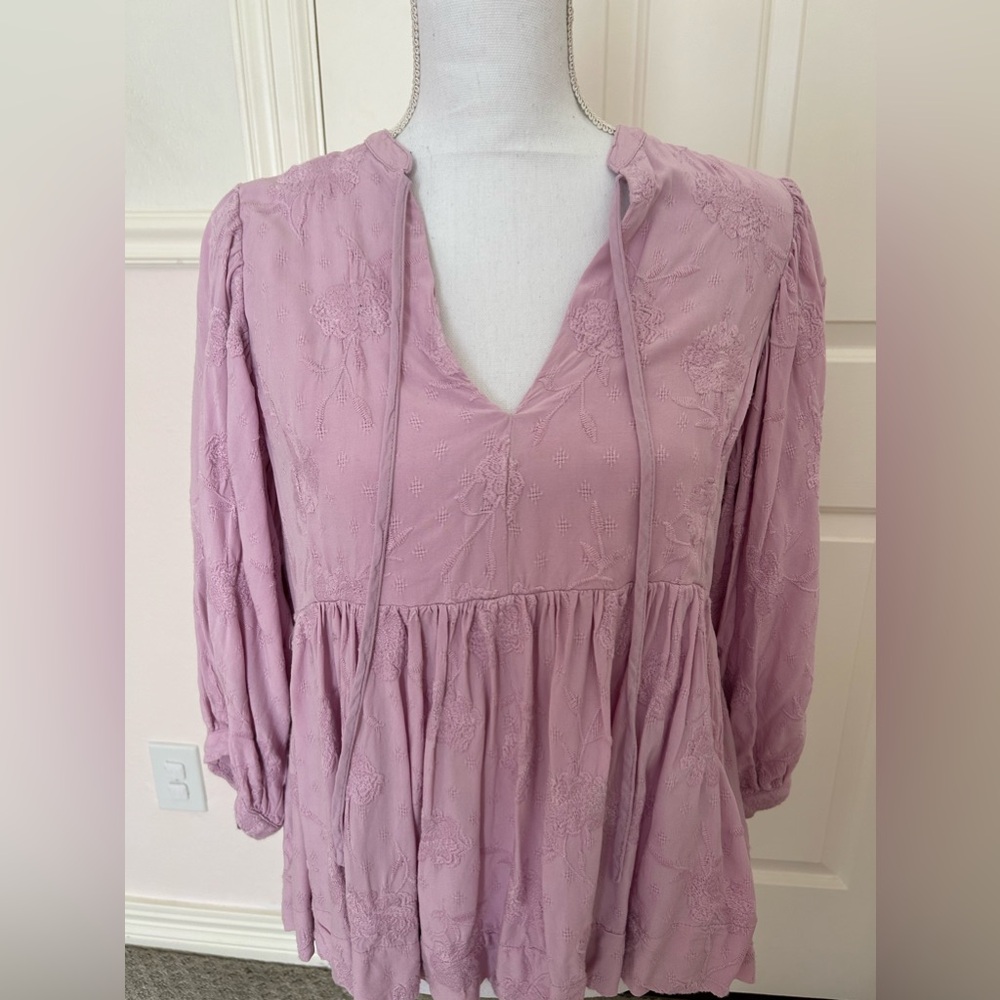 Lavender Dear John Embroidered Blouse